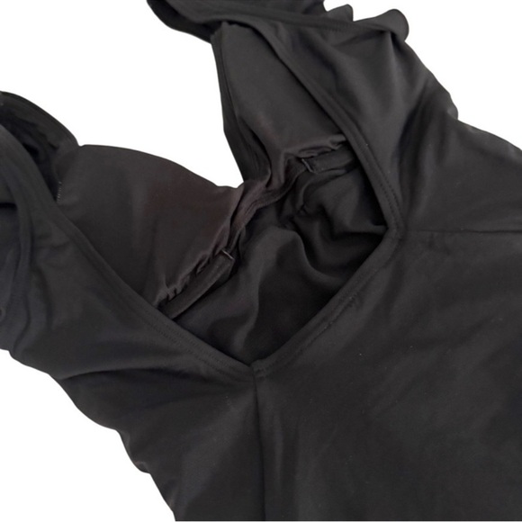 NEW DKNY One Piece Swimsuit Ruffle Straps Tummy Control Low Back Black Size S - Picture 10 of 16